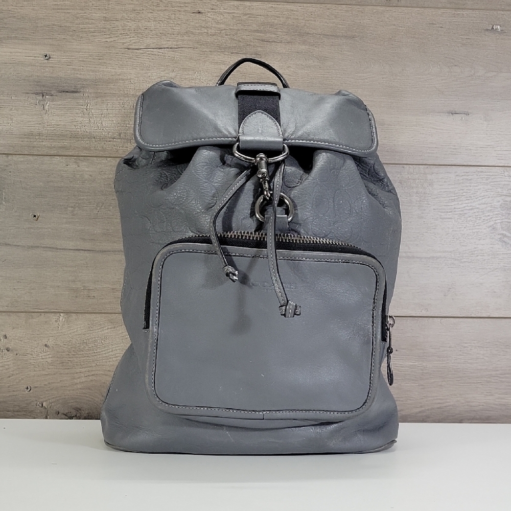 Coach Sullivan Signature Gray Leather Backpack Rucksack C9868